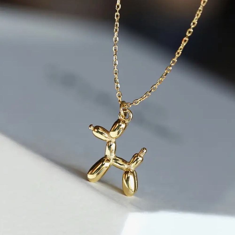 18K Gold Plated Balloon Dog Pendant Necklace NEW